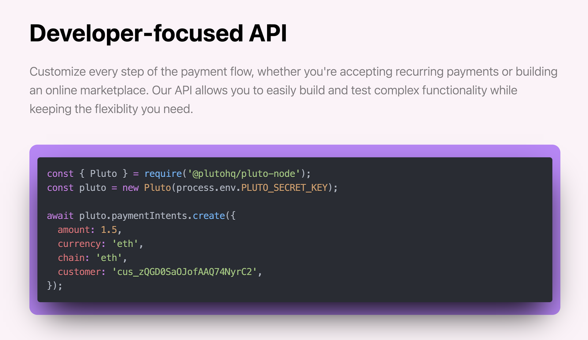 API documentation for integrating Pluto checkout and payments.