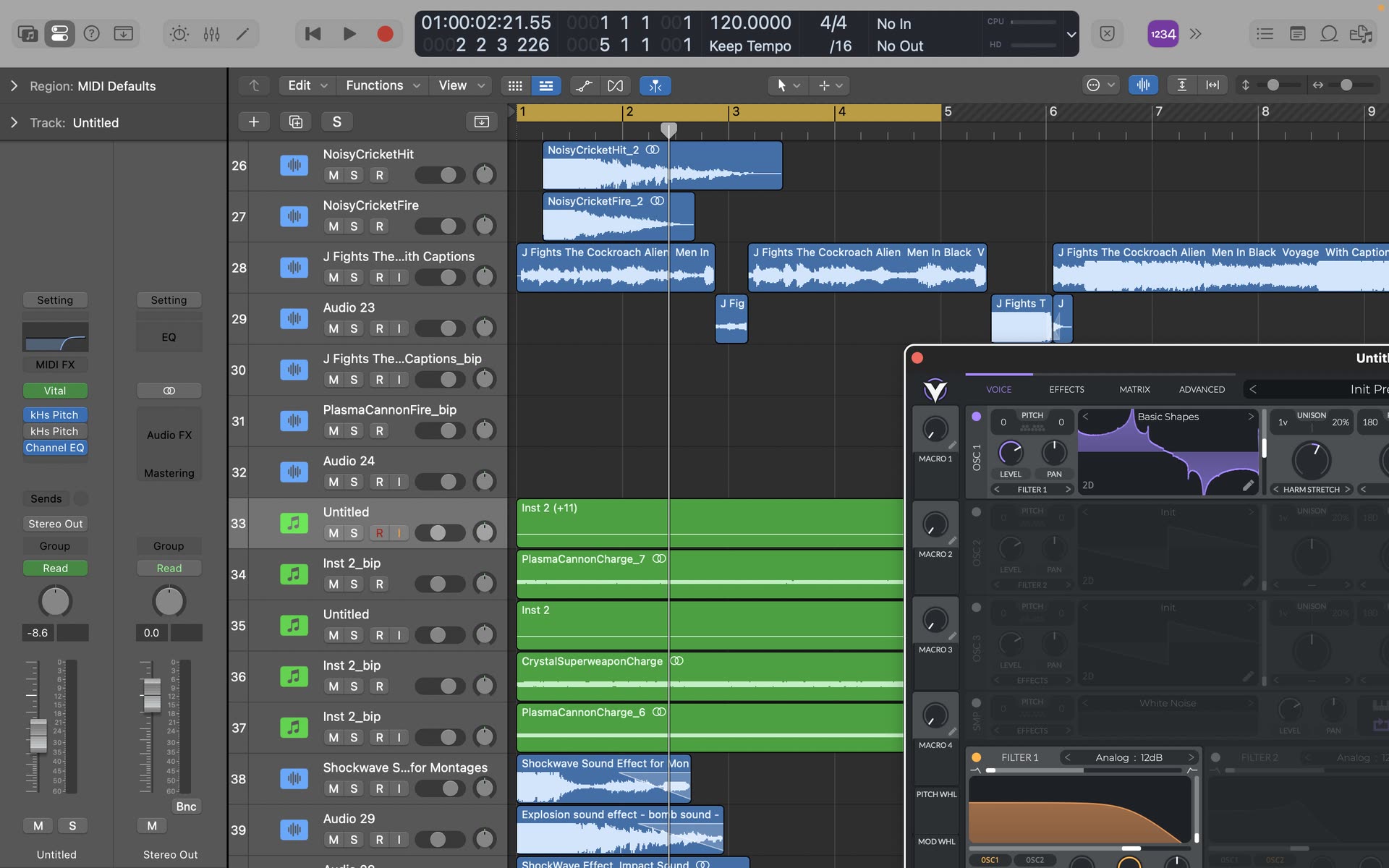 Sound effect asset creation, many either isolated from the movie audio or synthesized from scratch.